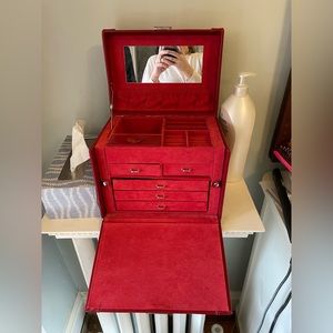 Mignon Faget Big Red Leather Jewelry Box Case